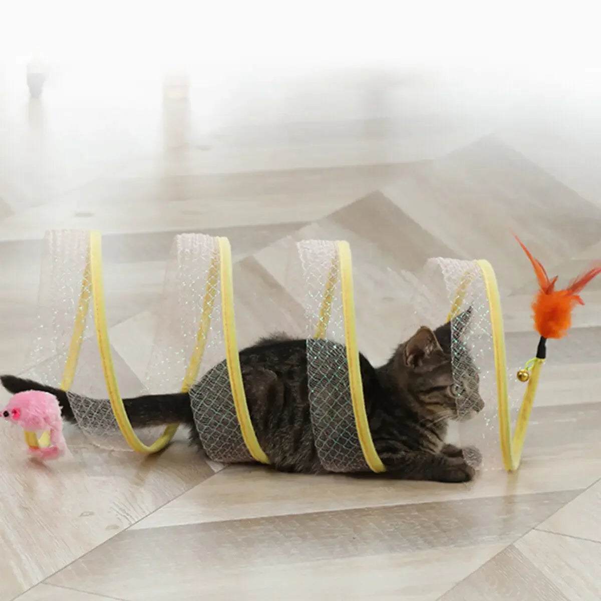 Outdoor Cat Tunnel with Balls & Crinkle Toy - Foldable