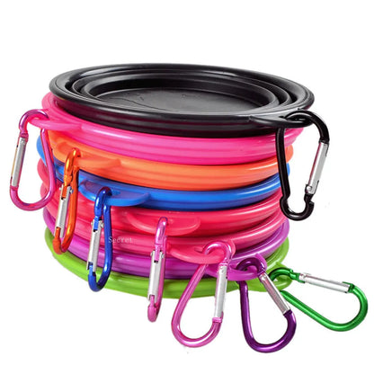 Portable Collapsible Pet Bowl with Carabiner | Travel