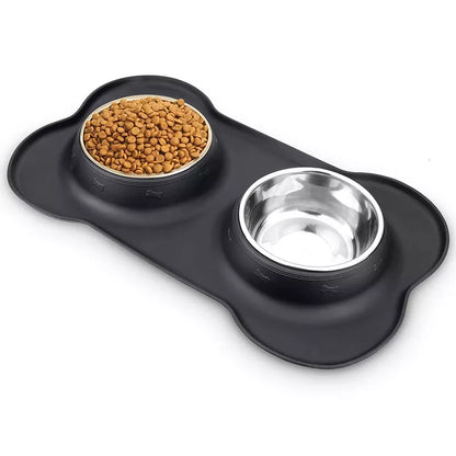 Double Dog Bowl Set - Non-Slip Feeder for Pets