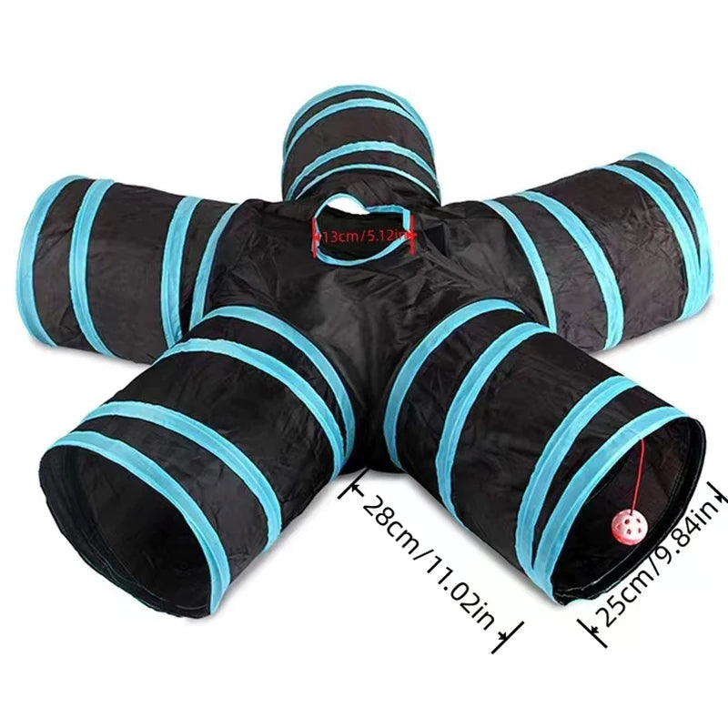 Foldable Cat Play Tunnel with Crinkle Toy - Wear-Resistant